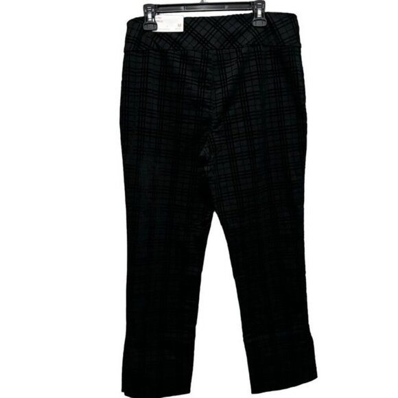 Soft Surroundings Velvet Plaid Elspeth Pans Size Medium Pull On Black - Picture 3 of 9